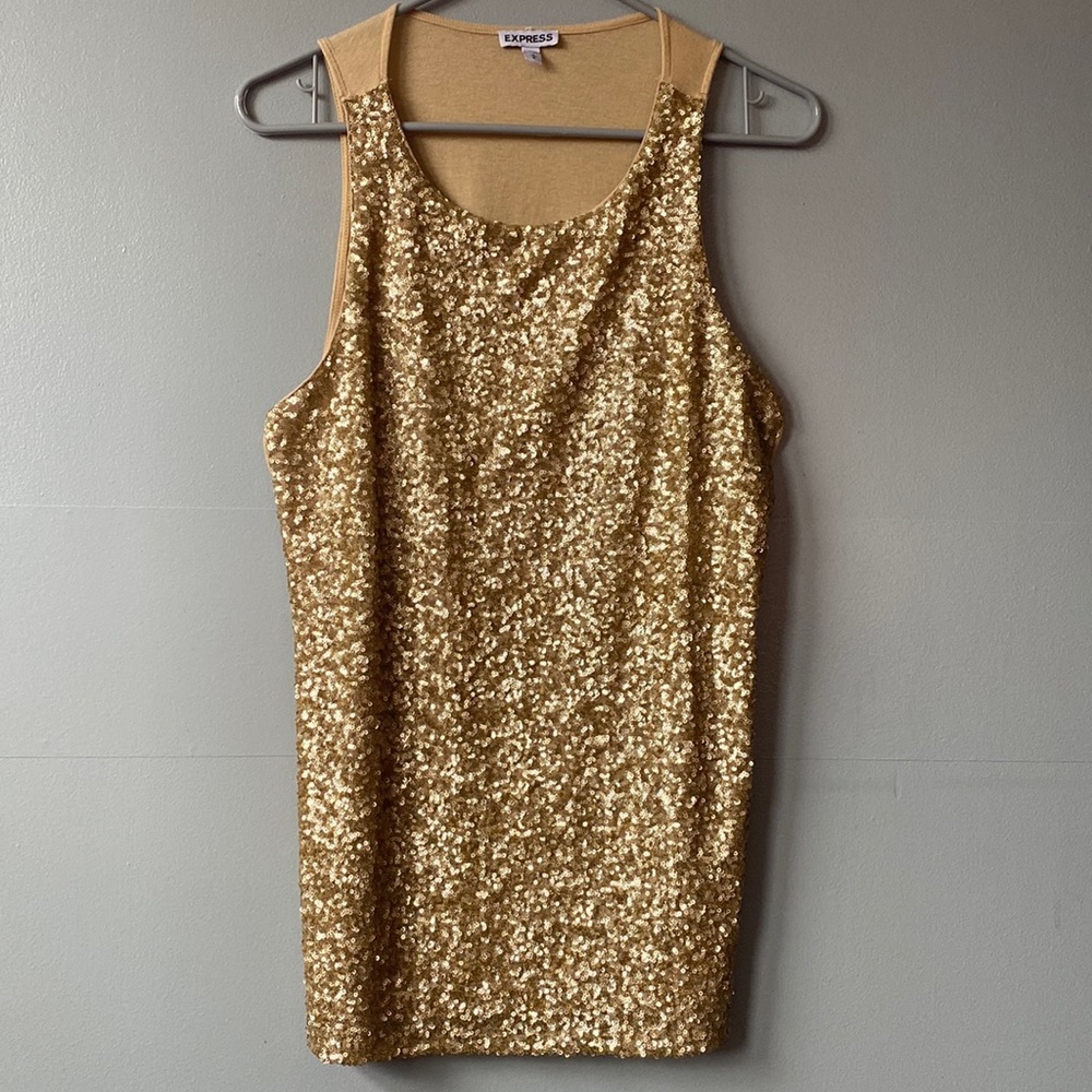 Express Gold Sequin Tank